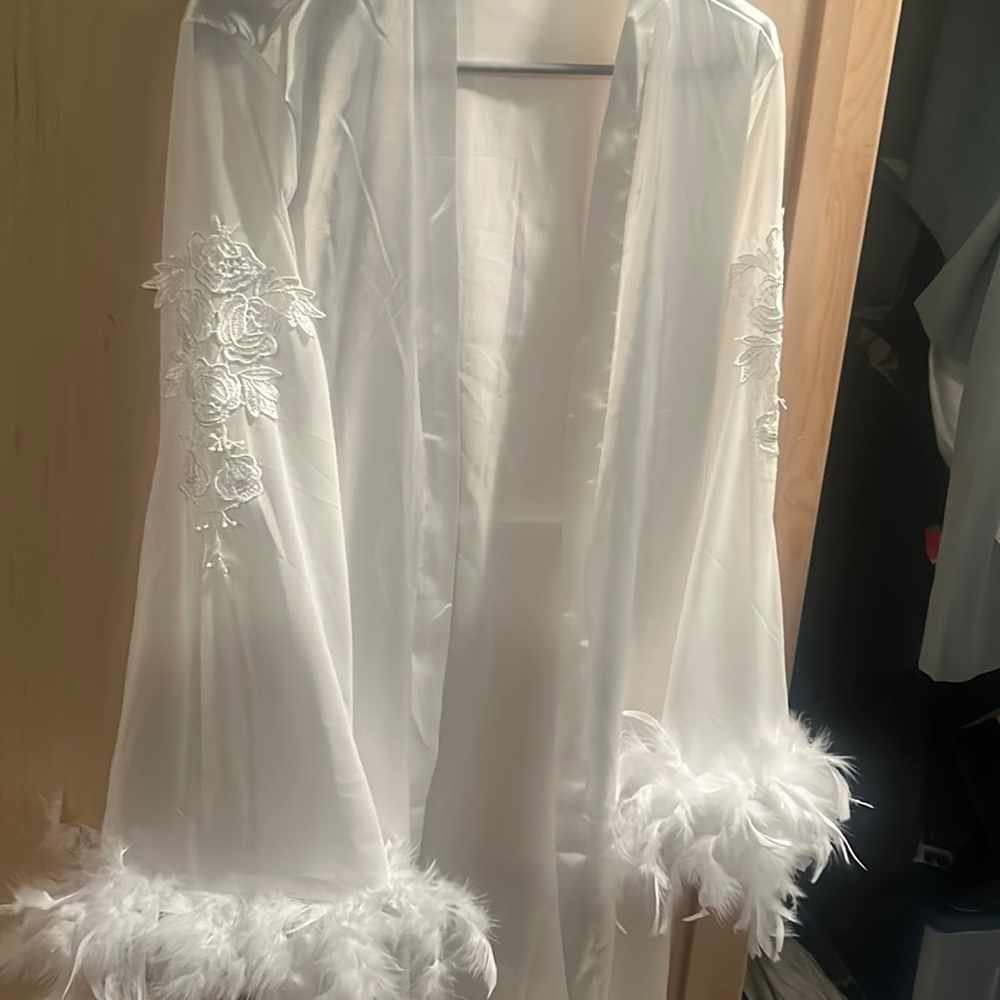 White bridal robe